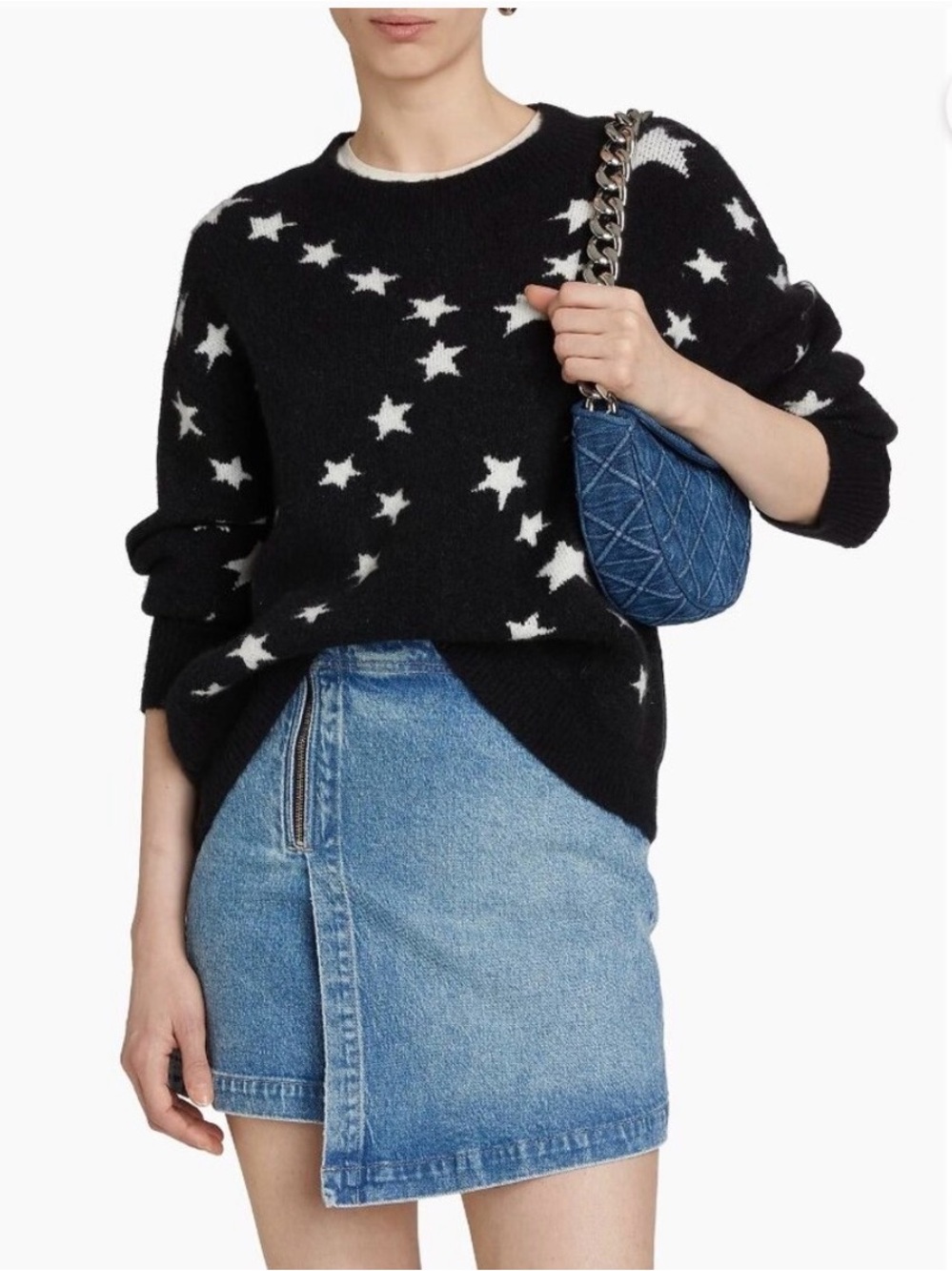 Rails Star-Print Crewneck Sweater - Black & White M
